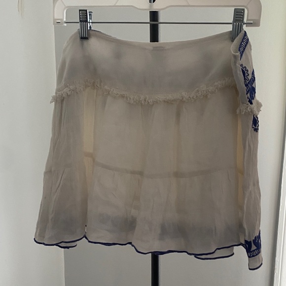 RAGA White and Blue Embroidered Mini Skirt - Picture 8 of 10